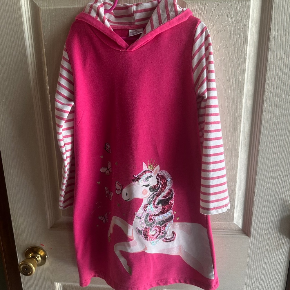 Girls unicorn long sleeve shirt dress